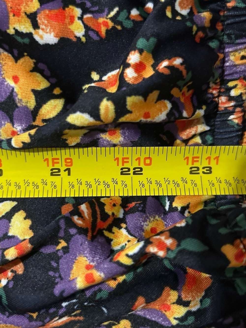 Roz & Ali Navy Cold-Shoulder V-Neck Top with Purple & Yellow Floral Print - Picture 7 of 7